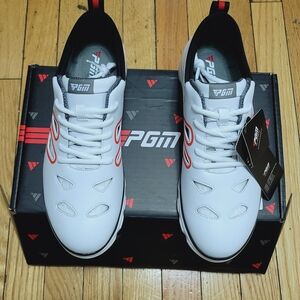 Adidas White and Red Men's Golf Shoes